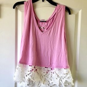 VENUS Lavender Back Lace Up Top Size Large